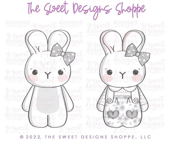 Bunny with bow in Romper - Cookie Cutter For Discount