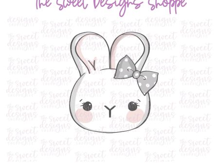 Simple Bunny Face with Bow - Cookie Cutter Supply