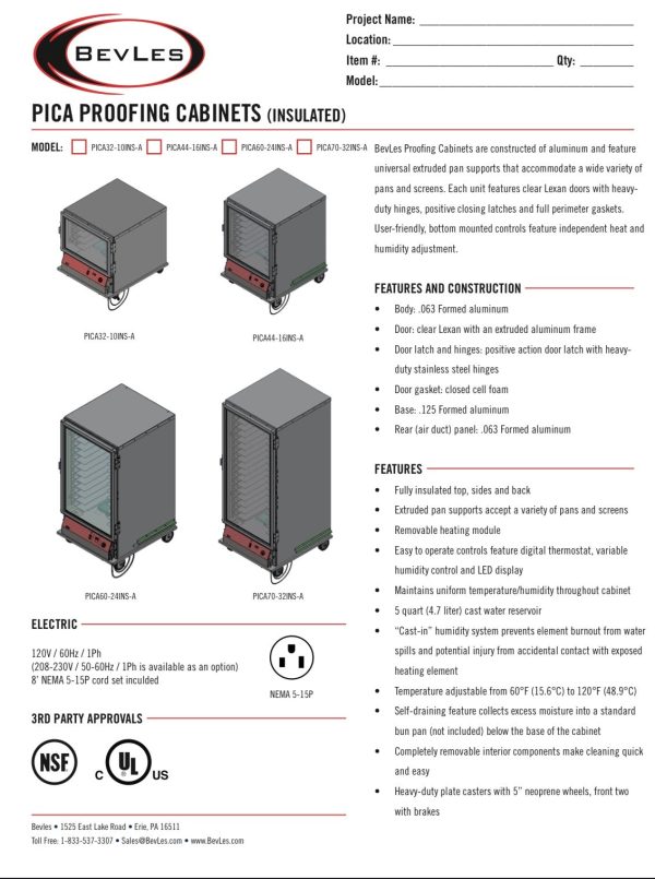 Bevles Proof-Box Model: PICA70-32-AED-1R3 (120V) Extra Deep Right Hinged 3 Door Proofing Cabinet (Non Insulated) For Discount