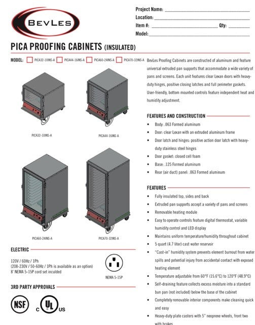 Bevles Model: PICA70-32-A-4R2 (230V) Right Hand Hinge Single Door (Non-Insulated) Proofing Cabinet on Sale