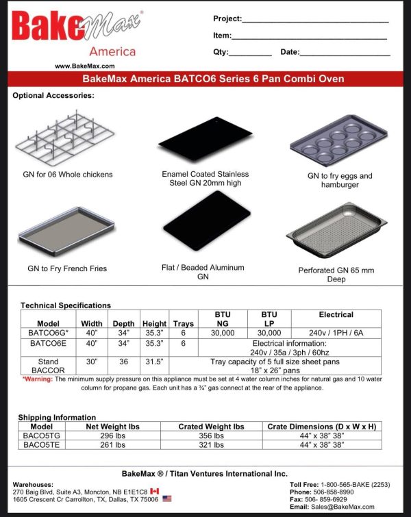 BakeMax (BATCO6E) Series Combi Oven Online Sale