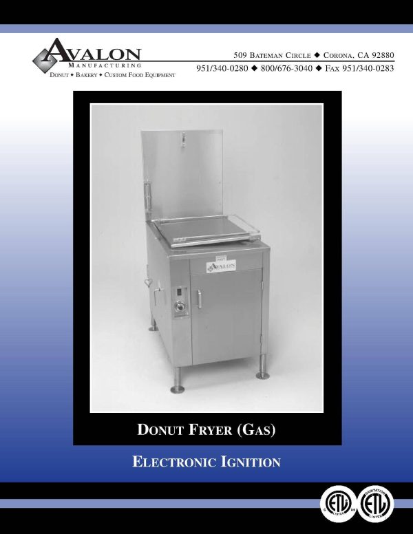 Avalon Donut Fryer 18  x 26 , Natural Gas, Electronic Ignition, Left Side Drain Board with Sub-merger (ADF26G-BA) Supply