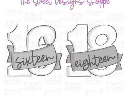 Sixteen   Eighteen with Ribbon - Cookie Cutter Discount