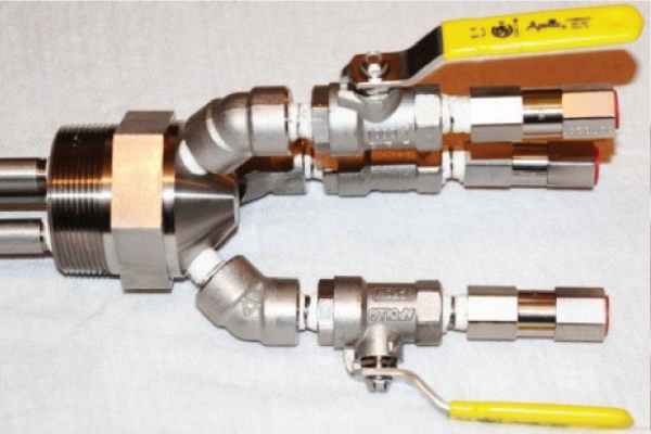 Chemical injection quill with three chemical ports, 1   to 2 , SS316 with check and ball valve Online now